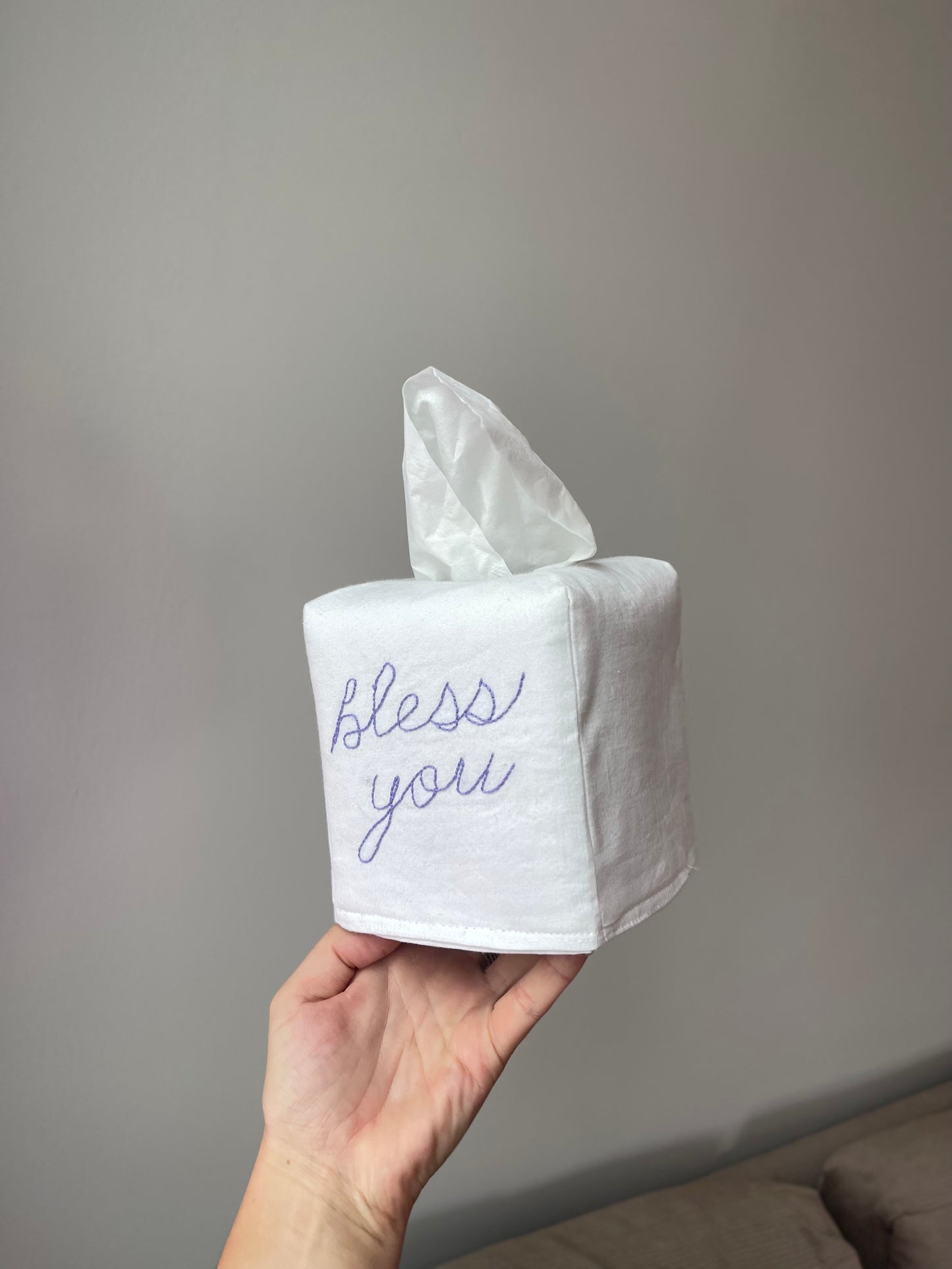 Embroidered Tissue Box Cover